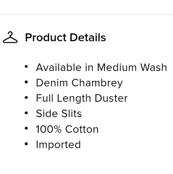 Fashion Nova Dangerous Gal Dark Blue Washed Denim Cambrey Duster Jacket Pockets - Picture 6 of 6